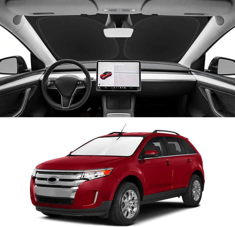 SLOGENTO Custom Fit Windshield Sun Shade for Ford Edge 2007-2014, Blocks UV & Heat, Front Window Sunshade, Easy Fold & Store - Image 1